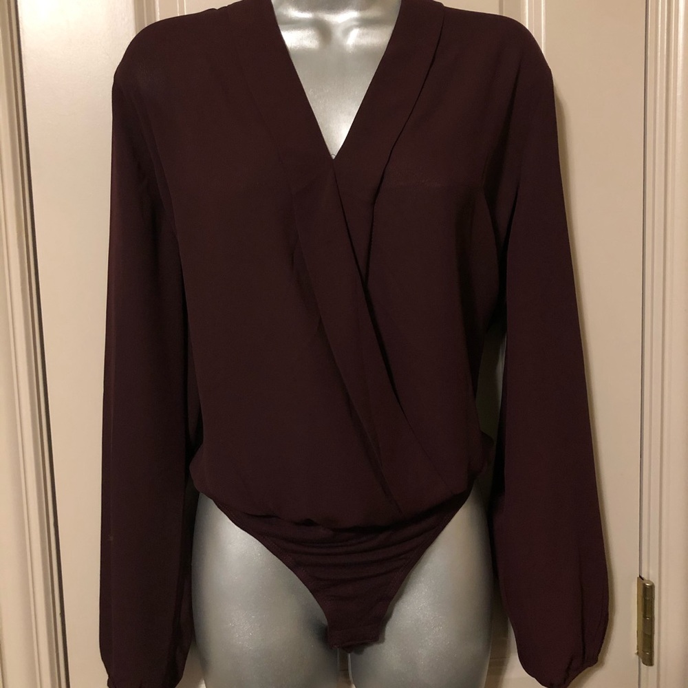 New York and company burgundy blouse/ bodysuit